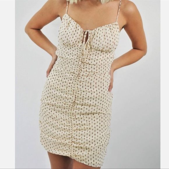 Cotton Candy LA Tan Ruched Mini Dress - Picture 1 of 7